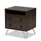 Baxton Studio Glover Modern Dark Brown Finished Wood and Rose Gold-Tone Finished Metal 2-Drawer Nightstand 179-11220-Zoro - alternate 1